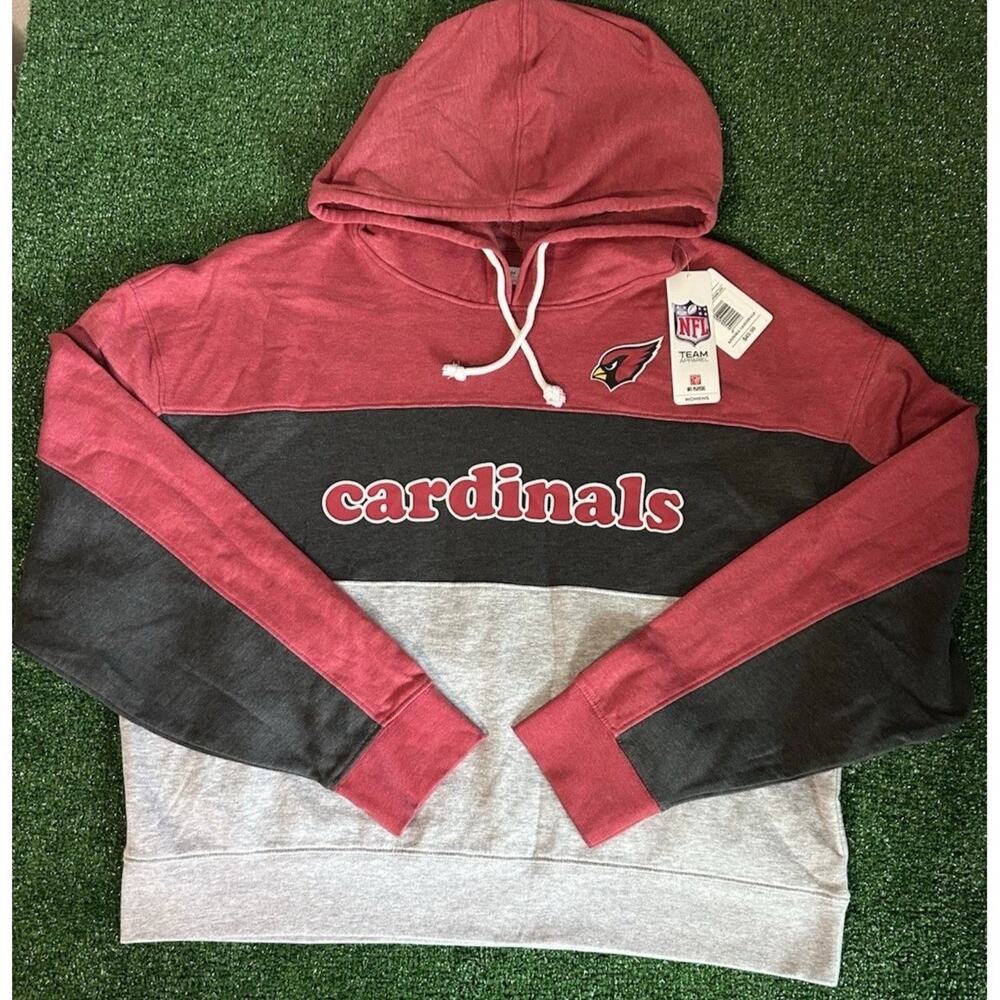 Arizona Cardinals NFL Womens Colorblock Hoodie Sweatshirt Burgundy Gray S NWT‎